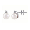 8 Mm White Pearl Earring w/ Cubic Zirconia Clip